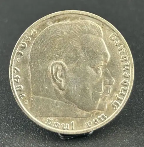 2 Reichsmark 1939 E Drittes Reich Hindenburg Silber