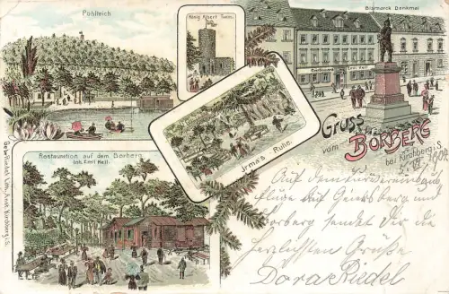 AK Borberg bei Kirchberg Pohlteich Bismarck Denkmal Sachsen 1904 Postkarte Litho