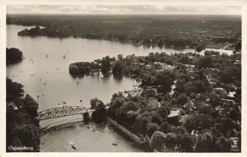AK Schmöckwitz Luftbild Brücke Dahme Segelboote Berlin ungelaufen Postkarte