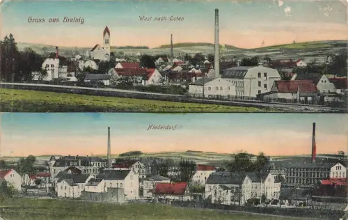 AK Bretnig Niederdorf West nach Osten Sachsen ungelaufen Postkarte