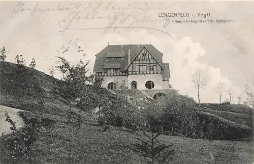 AK Lengenfeld Friedrich August Park Restaurant Sachsen gelaufen Postkarte