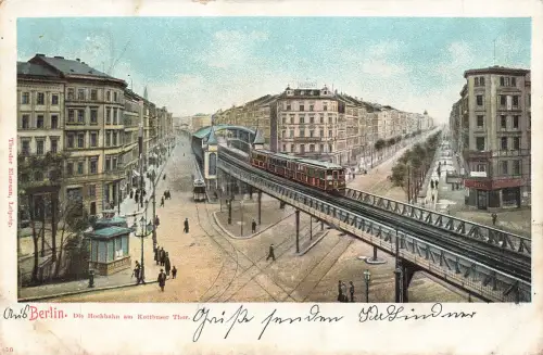 AK Berlin Hochbahn am Kottbuser Tor Berlin 1903 gelaufen Postkarte