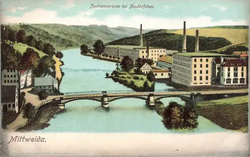 AK Mittweida Zschopaubrücke bei Neudörfchen Sachsen ungelaufen Postkarte