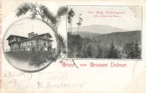 AK Großer Dolmar bei Meiningen Rigi Thüringens Thüringen gelaufen Postkarte