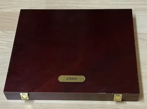 Leer GÖDE Holz Etui Holzmünzbox "EURO" für 12 Münzen Medaillen