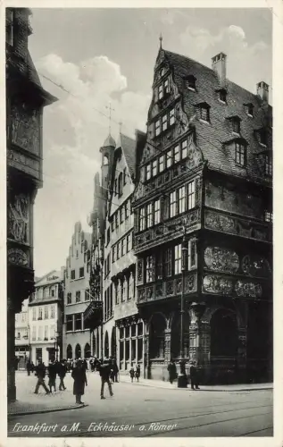 AK Frankfurt a. Main Eckhäuser a. Römer Hessen 1937 gelaufen Postkarte