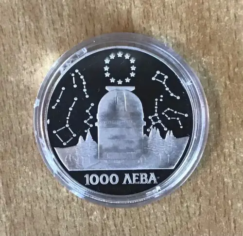 Bulgarien 1000 Leva 1995 Sternwarte Rojen Silber ECU PP Mit Zertifikat