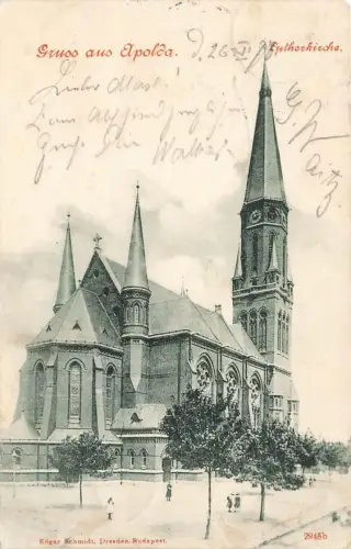 AK Apolda Lutherkirche Thüringen 1898 gelaufen Postkarte