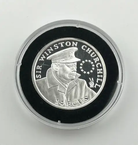 Gibraltar 14 ECU 1993 Winston Churchill Silbermünze PP mit Zertifikat