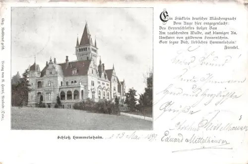 AK Hummelshain Schloss Hummelshain Spruchkarte Thüringen 1899 gelaufen Postkarte