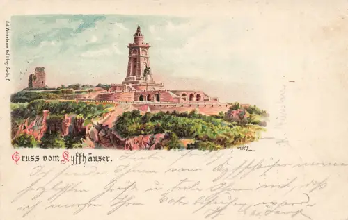 AK Kyffhäuser Kyffhäuser Denkmal Thüringen 1900 gelaufen Postkarte