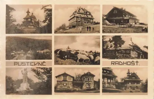 AK Pustevny Mehrbildkarte Ortsansicht Radhošť Mähren gelaufen Feldpostkarte
