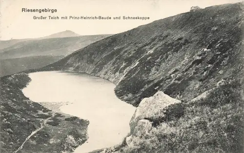 AK Riesengebirge Prinz Heinrich Baude Teich Schneekoppe Schlesien Postkarte