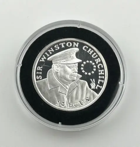Gibraltar 14 ECU 1993 Winston Churchill Silbermünze PP mit Zertifikat