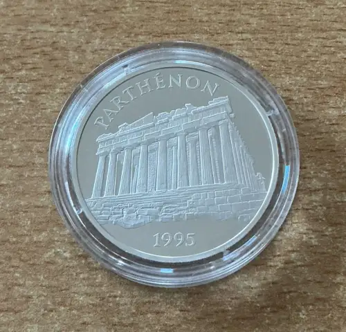 ECU Frankreich 100 Francs 1995 Parthenon PP Silber Zertifikat