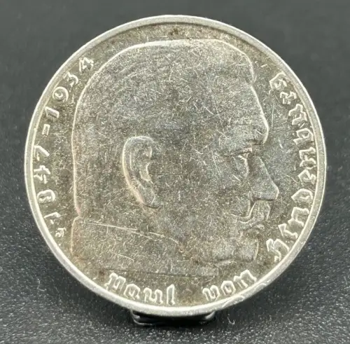 2 Reichsmark 1936 J Drittes Reich Hindenburg Silber