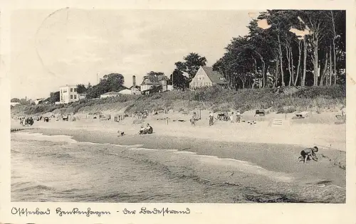 AK Henkenhagen Ostseebad Badestrand Pommern 1940 gelaufen Postkarte