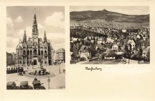 AK Reichenberg Liberec Rathaus Blick zum Jeschken Böhmen ungelaufen Postkarte