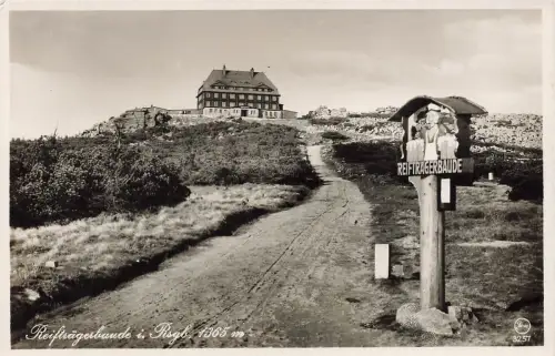 AK Riesengebirge Reifträgerbaude Berghütte Schlesien ungelaufen Postkarte