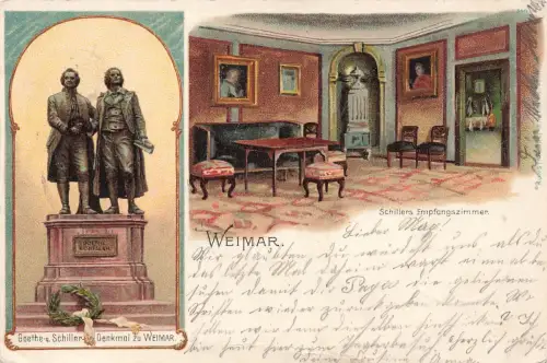 AK Weimar Schillers Empfangszimmer Goethe Schiller Denkmal Thüringen 1902
