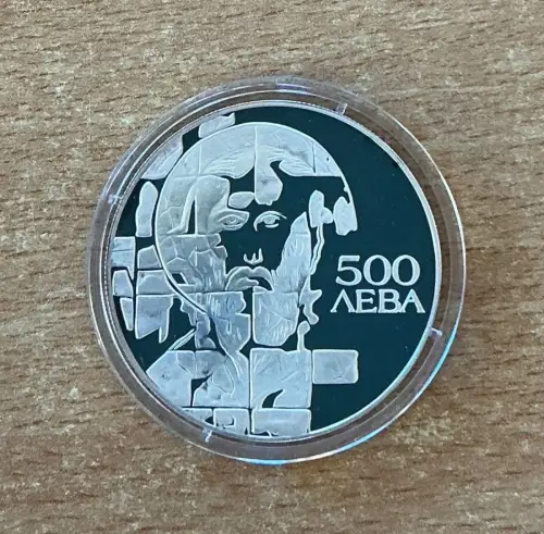 ECU Bulgarien 500 Leva 1993 Theodor Stratilat PP Silber, Zertifikat