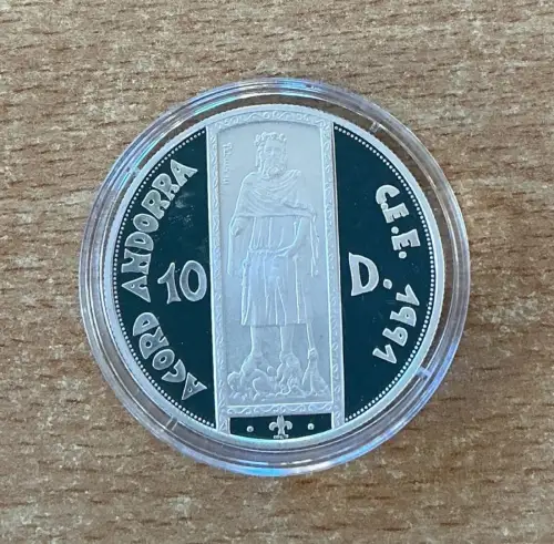 ECU Andorra 10 Diners 1994 König Pepe III PP Silber, Zertifikat