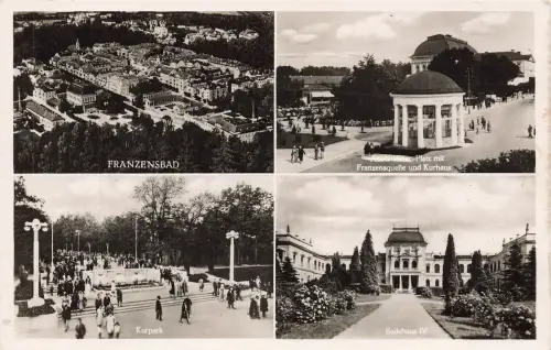 AK Franzensbad Mehrbildkarte Kurpark Badehaus Böhmen 1942 gelaufen Postkarte