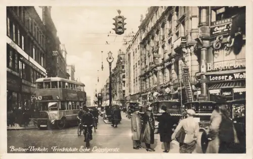 AK Berlin Verkehr Friedrichsstraße Ecke Leipzigerstr. Berlin 1927 Postkarte