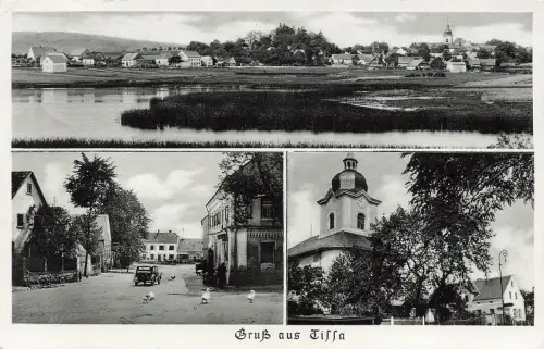 AK Tissa Mehrbildkarte Stadtpanorama Böhmen 1940 gelaufen Postkarte