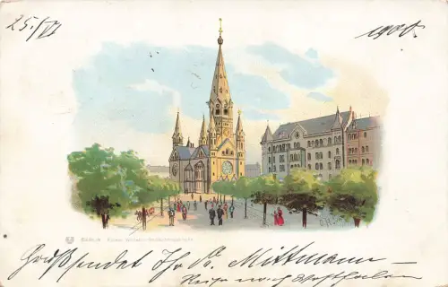 AK Berlin Kaiser Wilhelm Gedächtnisskirche Berlin 1905 gelaufen Postkarte