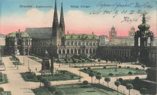 AK Dresden Sophienkirche Königlicher Zwinger Sachsen 1915 gelaufen Feldpostkarte