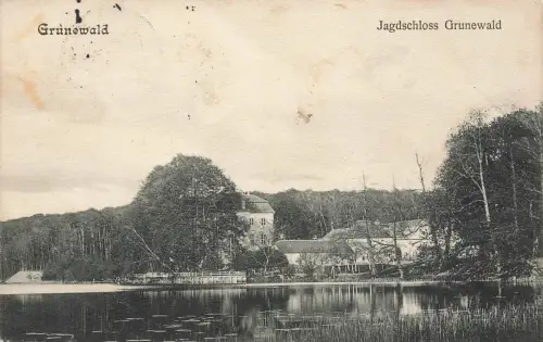 AK Grünewald Jagdschloss Grunewald Teich Berlin 1916 gelaufen Postkarte