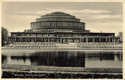 AK Breslau Jahrhunderthalle Schlesien 1937 gelaufen Postkarte