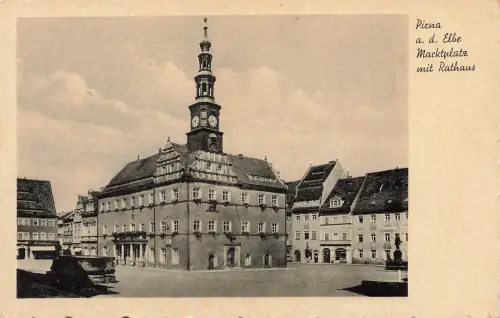 AK Pirna a. d. Elbe Marktplatz Rathaus Sachsen ungelaufen Postkarte