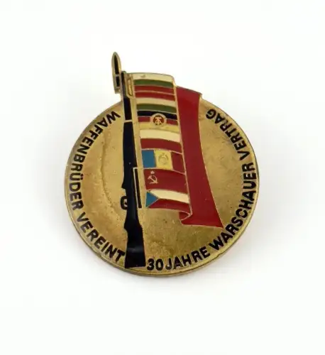 DDR Abzeichen Waffenbrüderschaft vereint 30 Jahre Warschauer Vertrag goldfarben