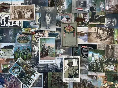Konvolut 50 AK Patriotika Kriegsschauplatz Feldpostkarten Soldaten Front 1. WK