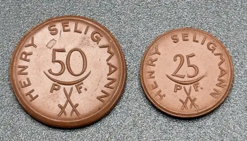 25 & 50 Pfennig 1921 Hannover Henry Seligmann Notgeld