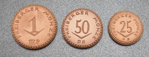 25, 50 Pfennig & 1 Mark 1921 Freiberg Notgeld