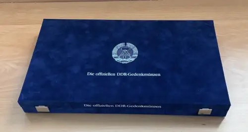 Leer Etui blau Samt Münzbox für DDR Gedenkmünzen mit 2 Auflage