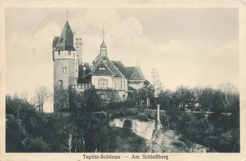 AK Teplitz Schönau Schlossberg Böhmen gelaufen 1925 Postkarte