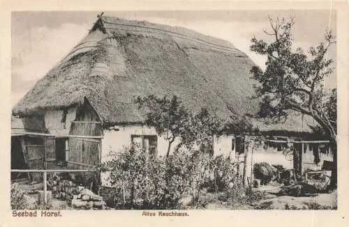 AK Seebad Horst Niechorze Altes Rauchhaus Pommern ungelaufen Postkarte