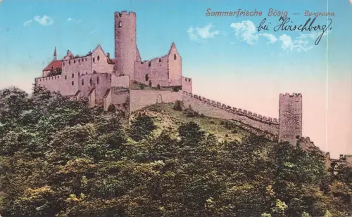 AK Bösig bei Hirschberg Burgruine Sommerfrische Sudetenland 1921 Postkarte