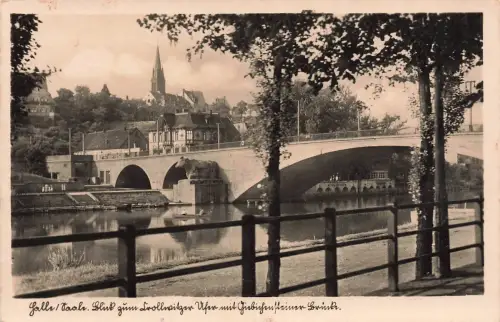 AK Halle Kröllwitzer Ufer Giebichenstein Brücke Sachsen-Anhalt 1941 Postkarte