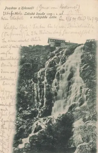 AK Riesengebirge Elbfall bei Labska bouda Böhmen 1899 gelaufen Postkarte