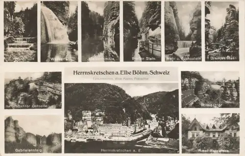 AK Herrnskretschen Mehrbildkarte Prebischtor Klammen Böhmische Schweiz 1936