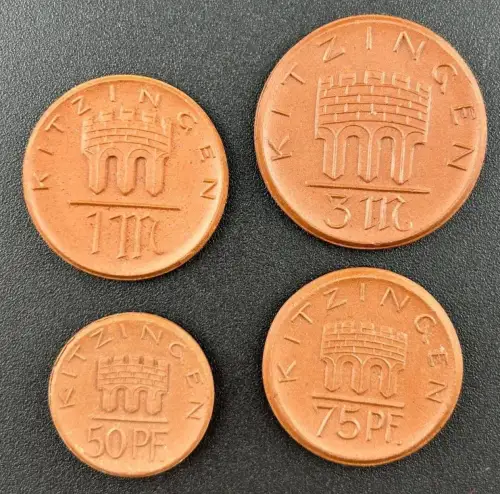 50, 75 Pfennig & 1, 3 Mark 1921 Kitzingen Bayern Notgeld