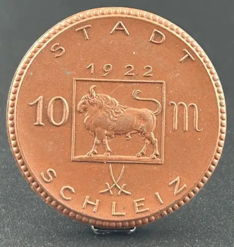10 Mark 1922 Stadt Schleiz Porzellan Braun Notgeld