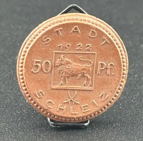 50 Pfennig 1922 Stadt Schleiz Porzellan Braun Notgeld