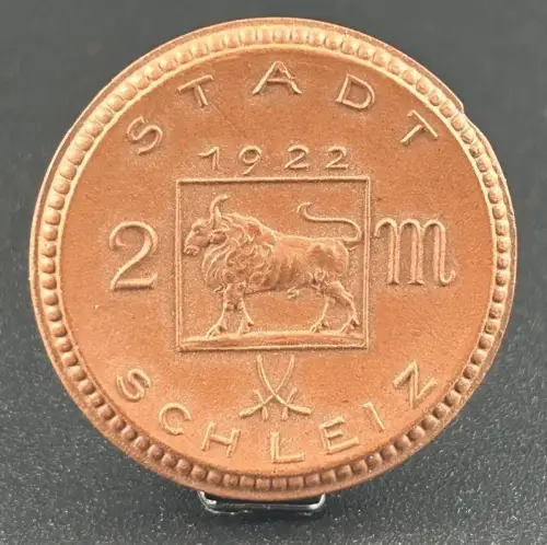 2 Mark 1922 Stadt Schleiz Porzellan Braun Notgeld