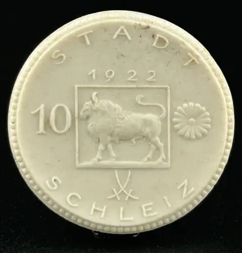 10 Mark 1922 Stadt Schleiz Porzellan Weiß Notgeld